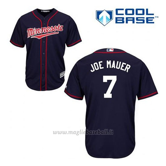 Maglia Baseball Uomo Minnesota Twins Joe Mauer 7 Blu Blu Alterner Cool Base